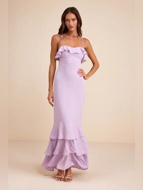 Lulu's Lilac Ruffle Strap Maxi Dress